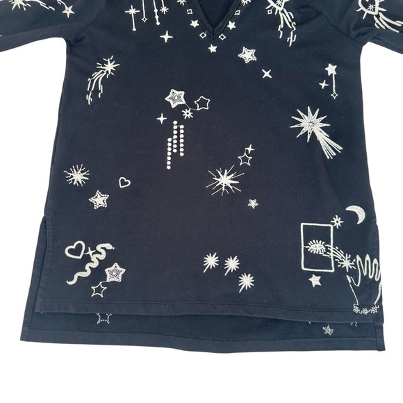 Johnny Was hoodie tunic black embroidered star moon sun celestial XS Angol Beach - Picture 7 of 16